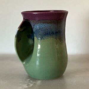 Handcrafted Green and Purple Ceramic Mug
